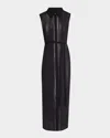 Jason Wu Collection Bicolor Printed Pleated Sleeveless Shirtdress Lt Wt Poly Sable In Calico/black