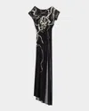 Jason Wu Collection Scribble Floral Print Jersey Gown In Black
