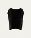 Jason Wu Collection Boatneck Crinkled Satin Pleated Top In Black