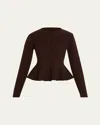 Jason Wu Collection Boiled Wool Peplum Cardigan In Bark