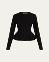 Jason Wu Collection Boiled Wool Peplum Cardigan In Black