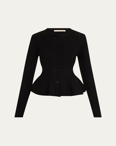 Jason Wu Collection Boiled Wool Peplum Cardigan In Black