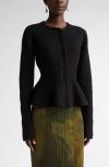 Jason Wu Collection Boiled Wool Peplum Cardigan In Black