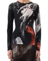 Jason Wu Collection Brushstroke Merino Wool Sweater In Charcoal