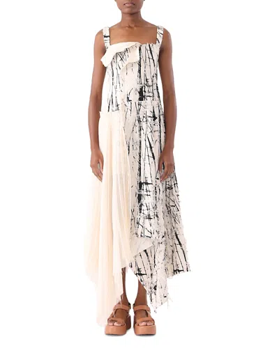 JASON WU COLLECTION BRUSHSTROKE FRAY JACQUARD ASYMMETRIC DRESS