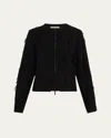 Jason Wu Collection Brushstroke Fray Jacquard Zip-up Cardigan In Black Black