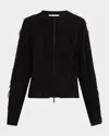 Jason Wu Collection Brushstroke Fray Jacquard Zip-up Cardigan In Black Black