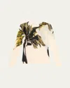 Jason Wu Collection Brushstroke Merino Wool Sweater In Chalk Olive Multi