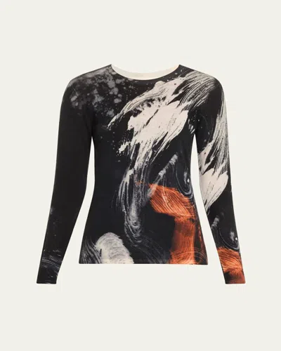 Jason Wu Collection Brushstroke Merino Wool Sweater In Charcoal