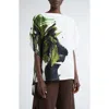 Jason Wu Collection Brushstroke Print Crepe Boatneck Asymmetric Top In Green