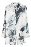 JASON WU COLLECTION JASON WU COLLECTION BRUSHSTROKE PRINT GEORGETTE BUTTON-UP SHIRT
