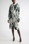 Jason Wu Collection Brushstroke Print Box Pleated Shirtdress With Belt In Calico/ink Multi