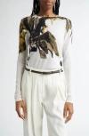 Jason Wu Collection Brushstroke Print Merino Wool Crewneck Sweater In White