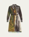 Jason Wu Collection Brushstroke Print Oversize Long Sleeve Shirtdress In Black Multi