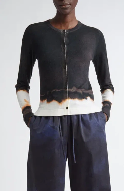 Jason Wu Collection Burned Stripe Merino Wool Cardigan