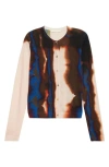Jason Wu Collection Burned Striped Wool Crewneck Cardigan Sweater