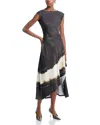 Jason Wu Collection Burned Stripe Satin Midi Dress In Gray