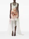 Jason Wu Collection Burnt Floral Organza Asymmetric Dress In White