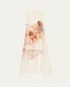 Jason Wu Collection Burnt Floral Organza Gown With Mini Dress Lining In Orange