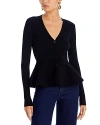 Jason Wu Collection Button Front Peplum Sweater In Black