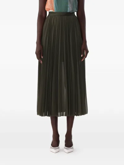 Jason Wu Collection Chiffon Pleated Midi Skirt In Green