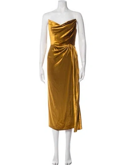 Pre-owned Jason Wu Collection Cowl Neck Midi Length Dress In Yellow
