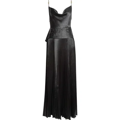 Jason Wu Collection Cowl Neck Peplum Satin Gown In Black