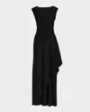 Jason Wu Collection Crepe Back Satin Asymmetrical Gown In Black