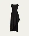 Jason Wu Collection Crepe Back Satin Asymmetrical Gown In Black