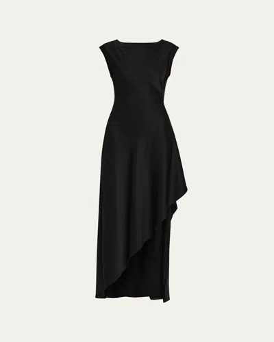 Jason Wu Collection Crepe Back Satin Asymmetrical Gown In Black