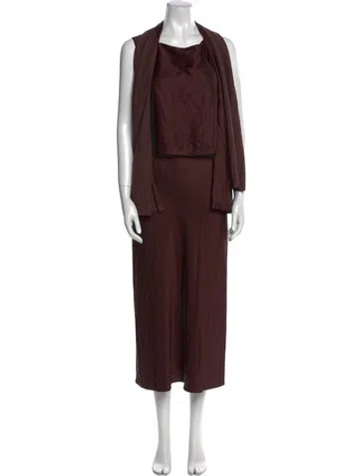 Pre-owned Jason Wu Collection Crew Neck Long Dress In Brown