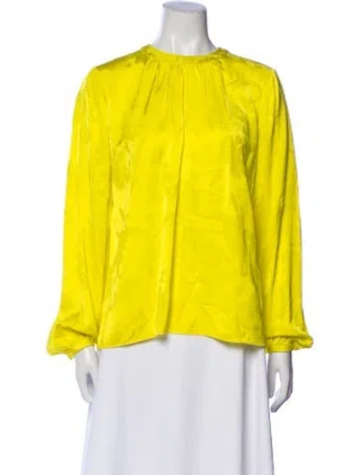 Pre-owned Jason Wu Collection Crew Neck Long Sleeve Blouse In Yellow