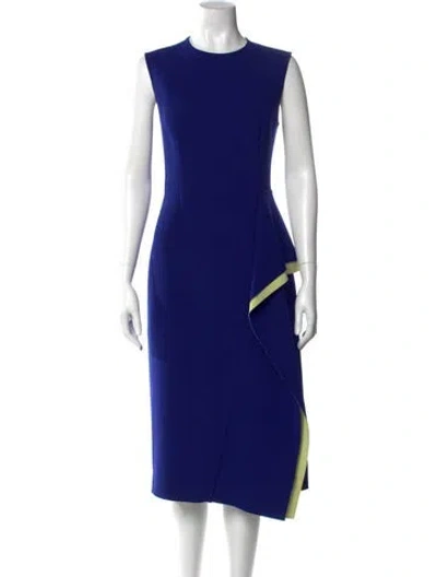 Pre-owned Jason Wu Collection Crew Neck Midi Length Dress In Blue