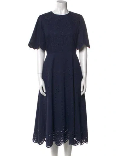 Pre-owned Jason Wu Collection Crew Neck Midi Length Dress In Blue