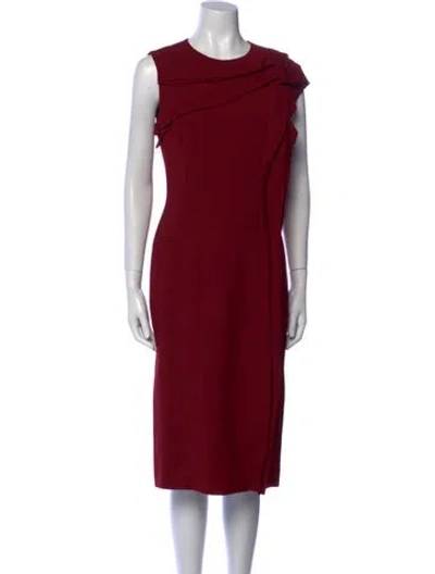 Pre-owned Jason Wu Collection Crew Neck Midi Length Dress In Red