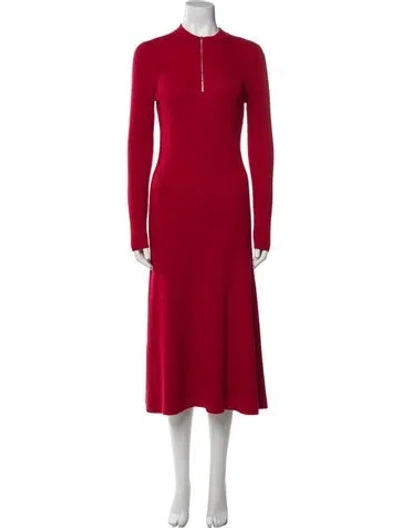 Pre-owned Jason Wu Collection Crew Neck Midi Length Dress In Red