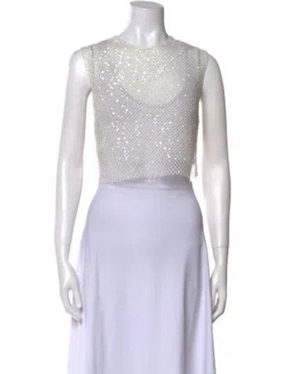 Pre-owned Jason Wu Collection Crew Neck Sleeveless Crop Top In White