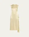 Jason Wu Collection Stripe Sleeveless Crinkled Satin Shift Dress In Pistachio