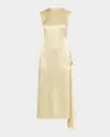 Jason Wu Collection Stripe Sleeveless Crinkled Satin Shift Dress In Pistachio
