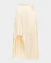 Jason Wu Collection Crinkled Satin Pleated Skirt With Laser Cut Holes Crinkled Acetate In Ivory