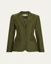 Jason Wu Collection Crinkled Satin Single-breasted Blazer In Green