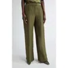 Jason Wu Collection Crinkled Satin Straight Leg Trousers In Green