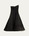 Jason Wu Collection Crushed Satin Deconstructed Strapless Gown In Black