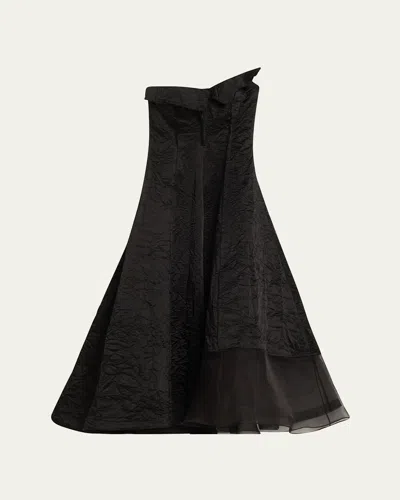 Jason Wu Collection Crushed Satin Deconstructed Strapless Gown In Black