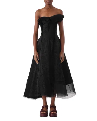 Jason Wu Collection Crushed Satin Strapless Gown In Black
