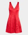 Jason Wu Collection Crushed Satin V-neck Mini Dress In Red