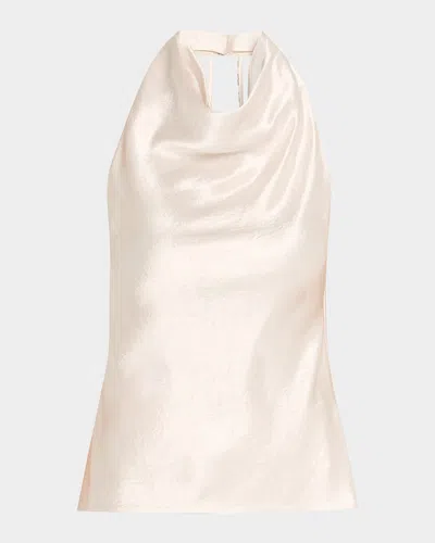 Jason Wu Collection Crystal-embellished Washed Twill Cowl Halter Top In Multi