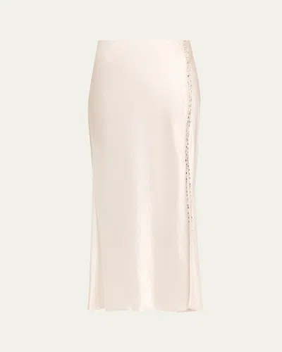 Jason Wu Collection Crystal-trim Washed Twill Bias Midi Skirt In Gray