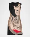 Jason Wu Collection Dancing Pleat Jacquard Sleeveless Mini Dress In Multi