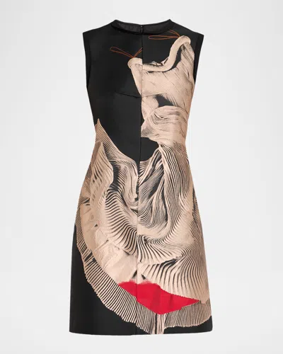 Jason Wu Collection Dancing Pleat Jacquard Sleeveless Mini Dress In Multi
